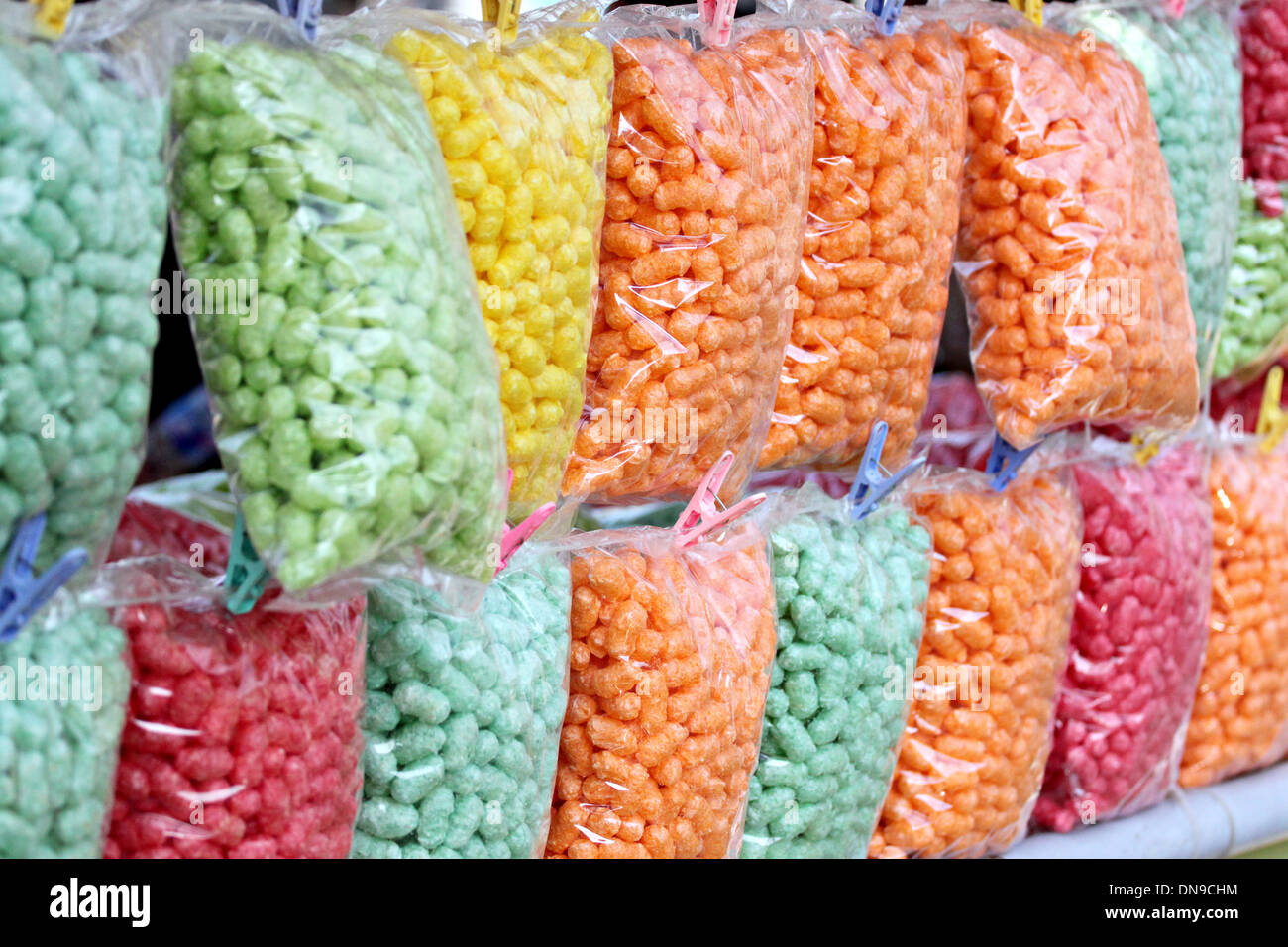 Colorful food of fish in the bag. Stock Photo