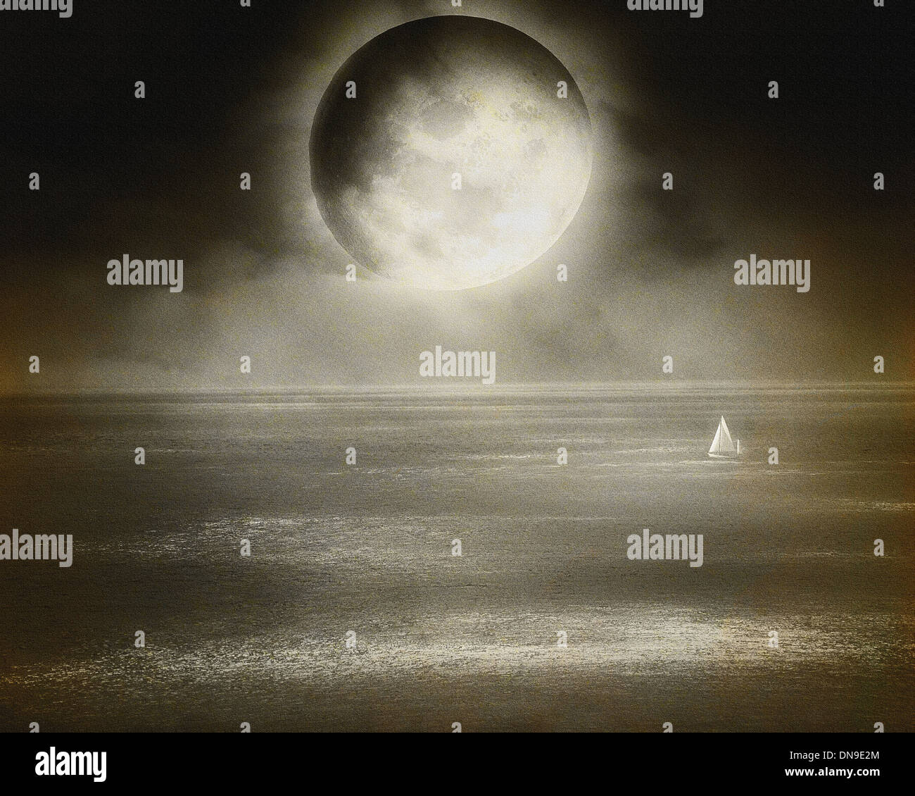CONCEPT PHOTOGRAPHY: Atlantic Moonlight Stock Photo