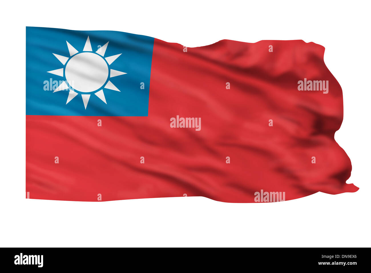 Taiwan flag blowing in the wind. Stock Photo