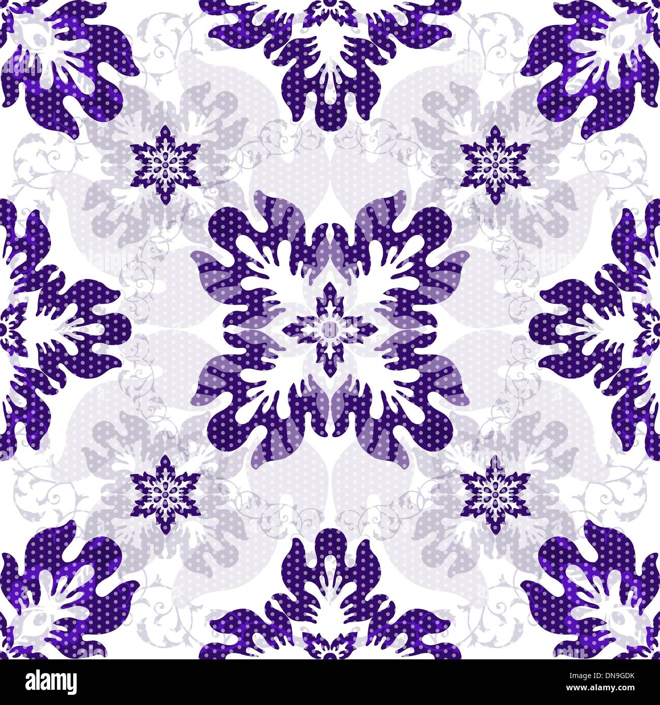 White seamless pattern with violet flowers Stock Vector