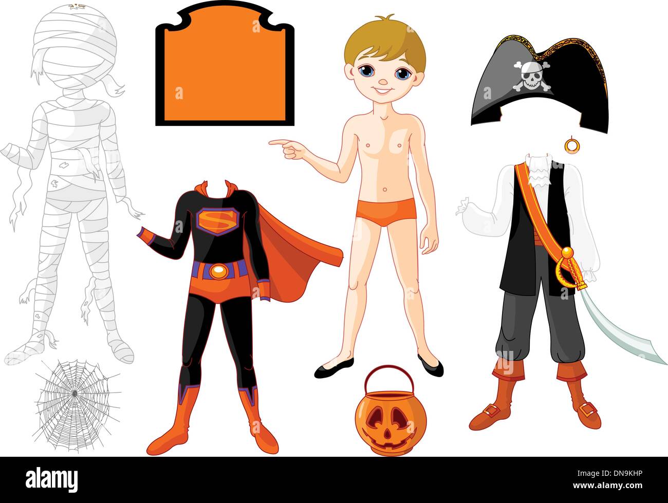 Boy with costume for Halloween Party Stock Vector