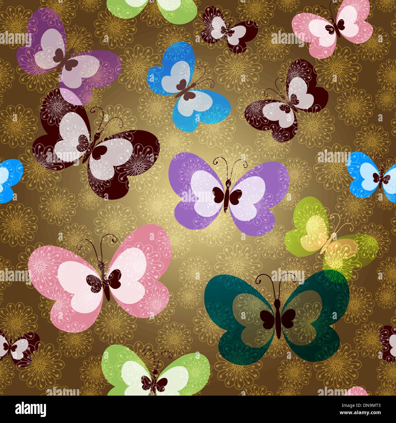Seamless pattern with green butterflies Stock Vector