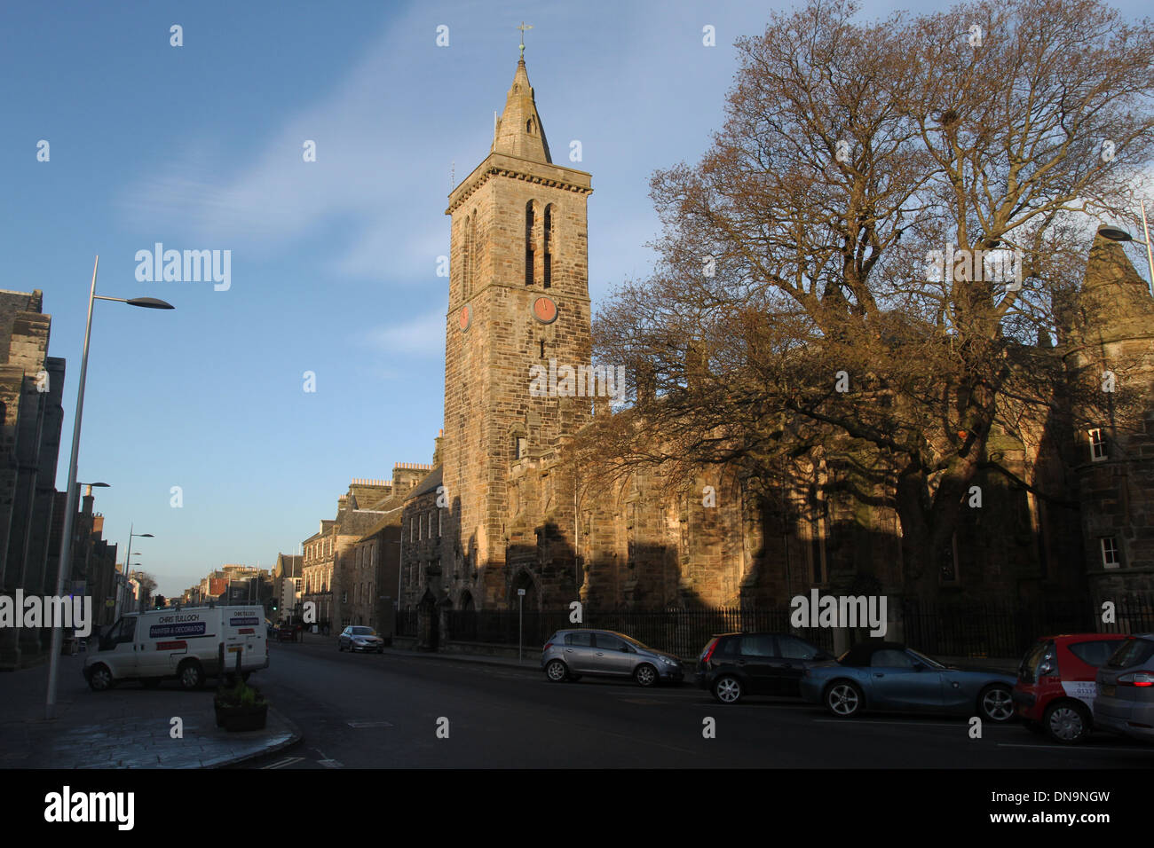 Tower of St Salvator chapel university of St Andrews University Fife Scotland December 2013