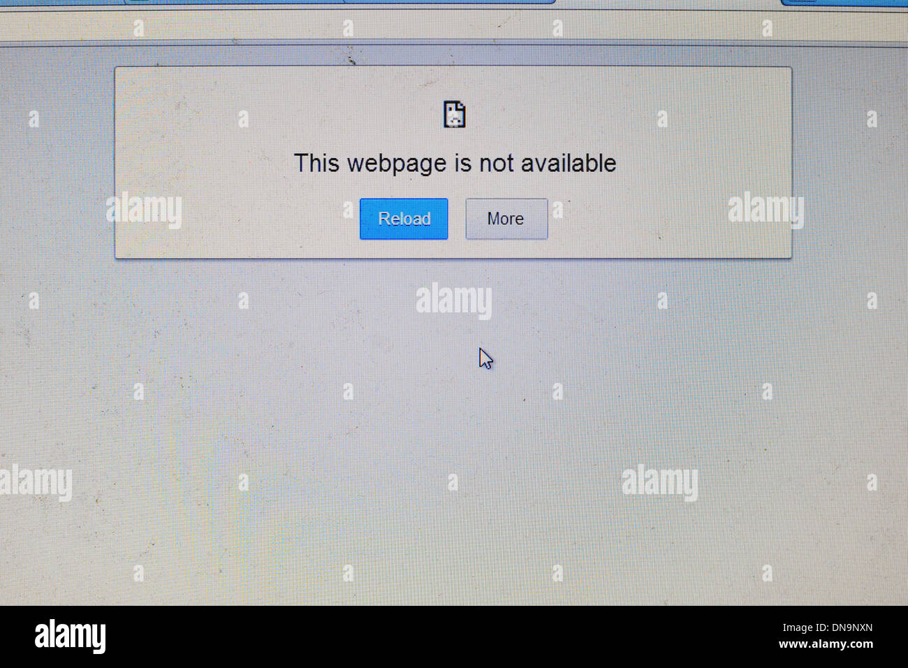 A computer screen showing the message 'This webpage is not available' Stock Photo