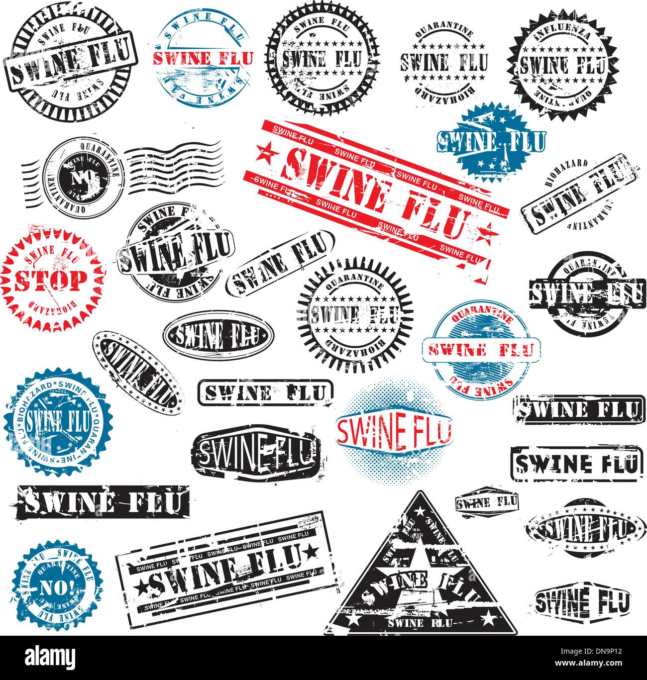 Rubber stamps Swine Flu grunge Stock Vector