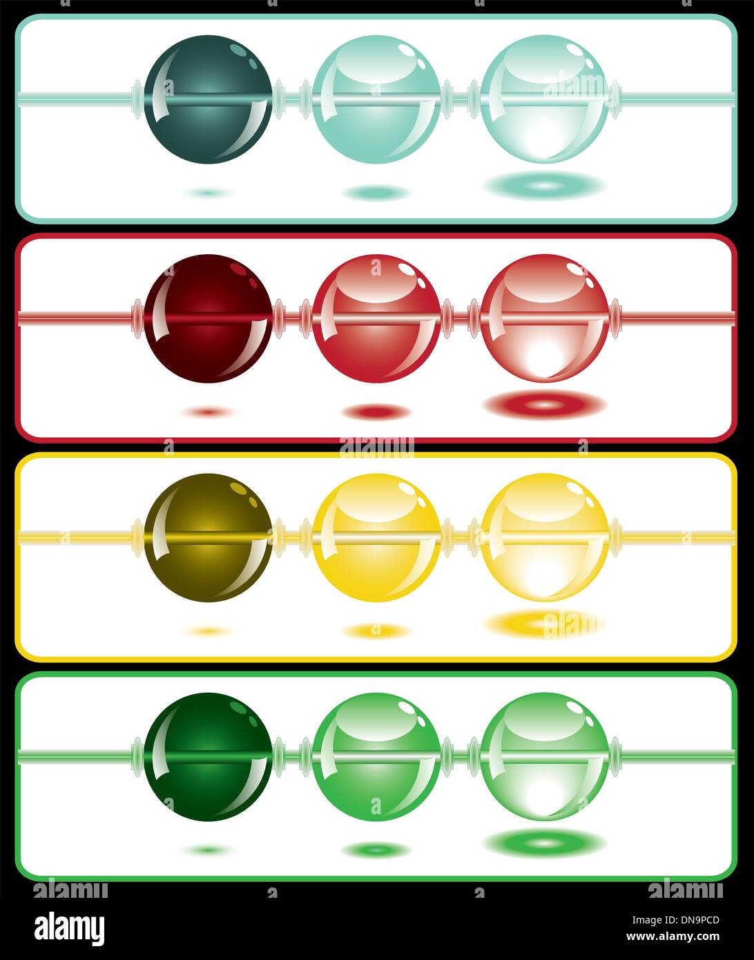 glowing beads on white on four rows Stock Vector