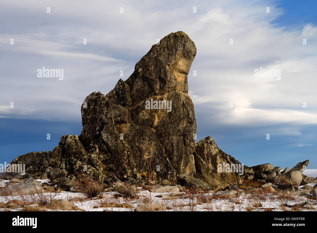 Sun on the granite point of Finger Rock at Finger Mountain area of ...