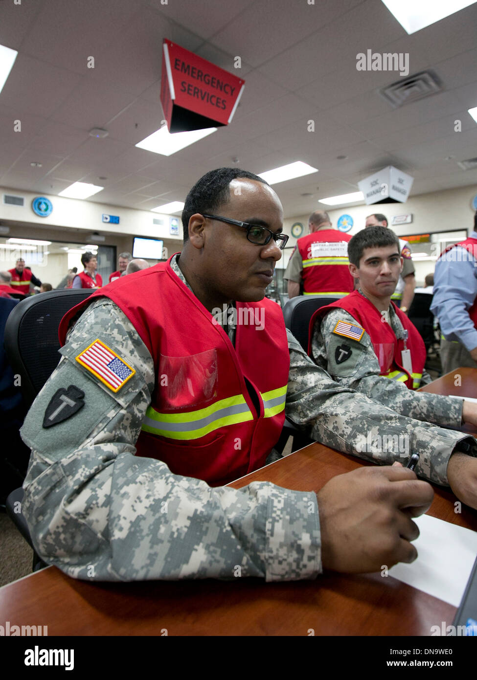 Texas Department of Public Safety and Texas Division of Emergency Management conduct an exercise to assist during emergencies Stock Photo