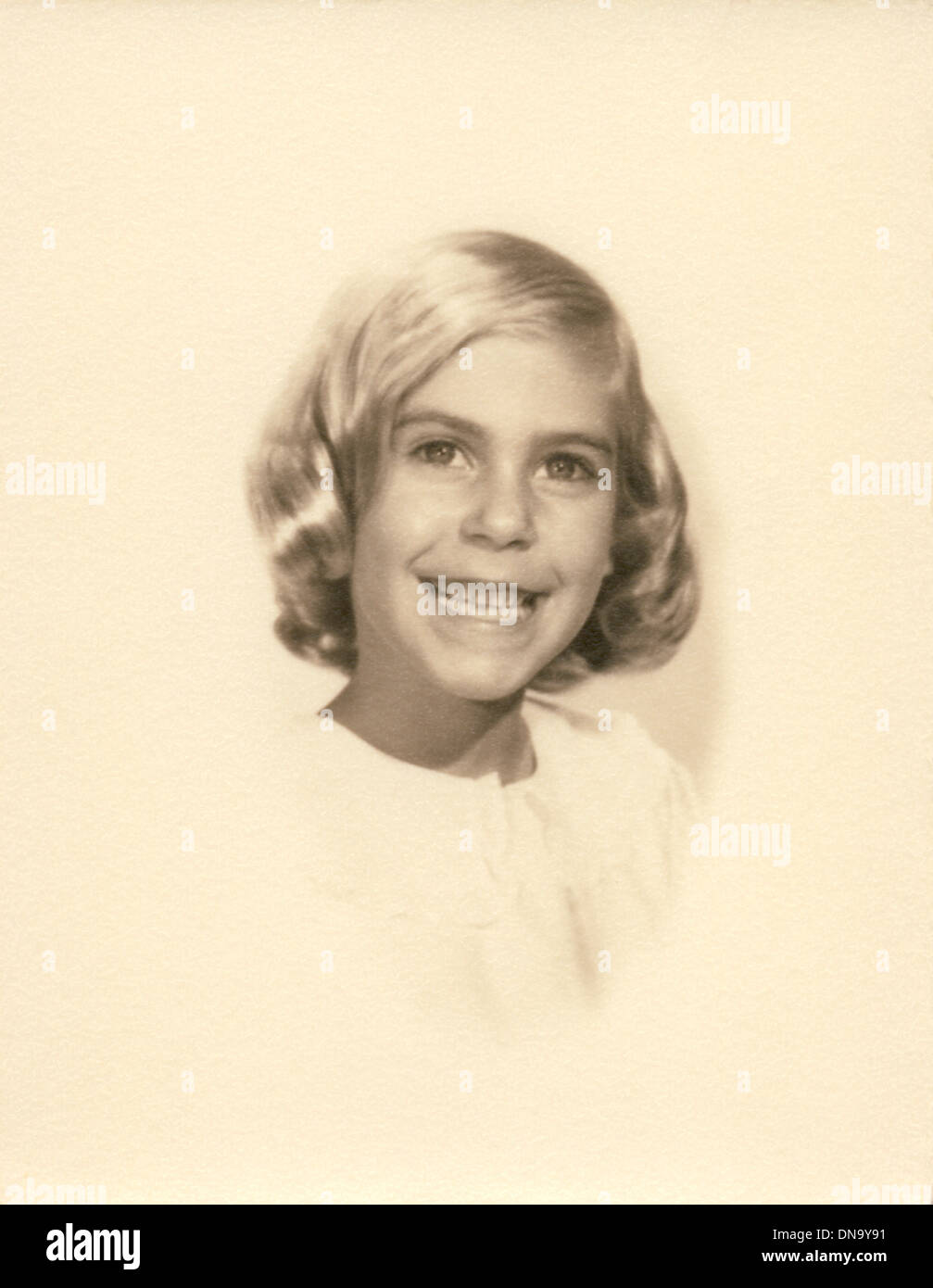 Smiling Young Girl, Portrait, 1960's Stock Photo
