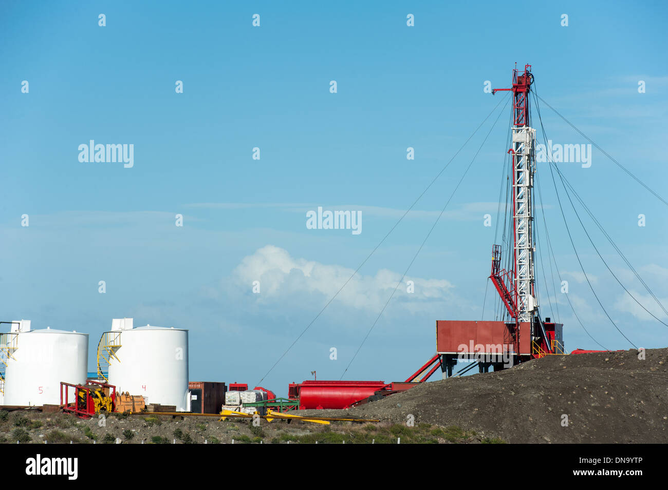 Oil rig drilling , Patagonia Chile Stock Photo