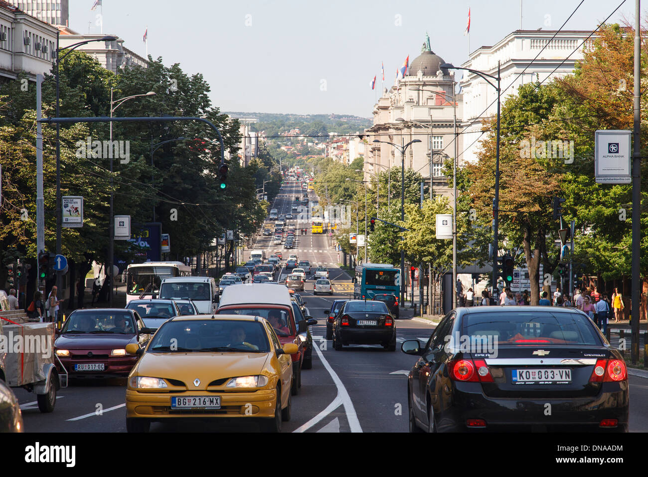 Cars in the street, Belgrade, Serbia Stock Photo