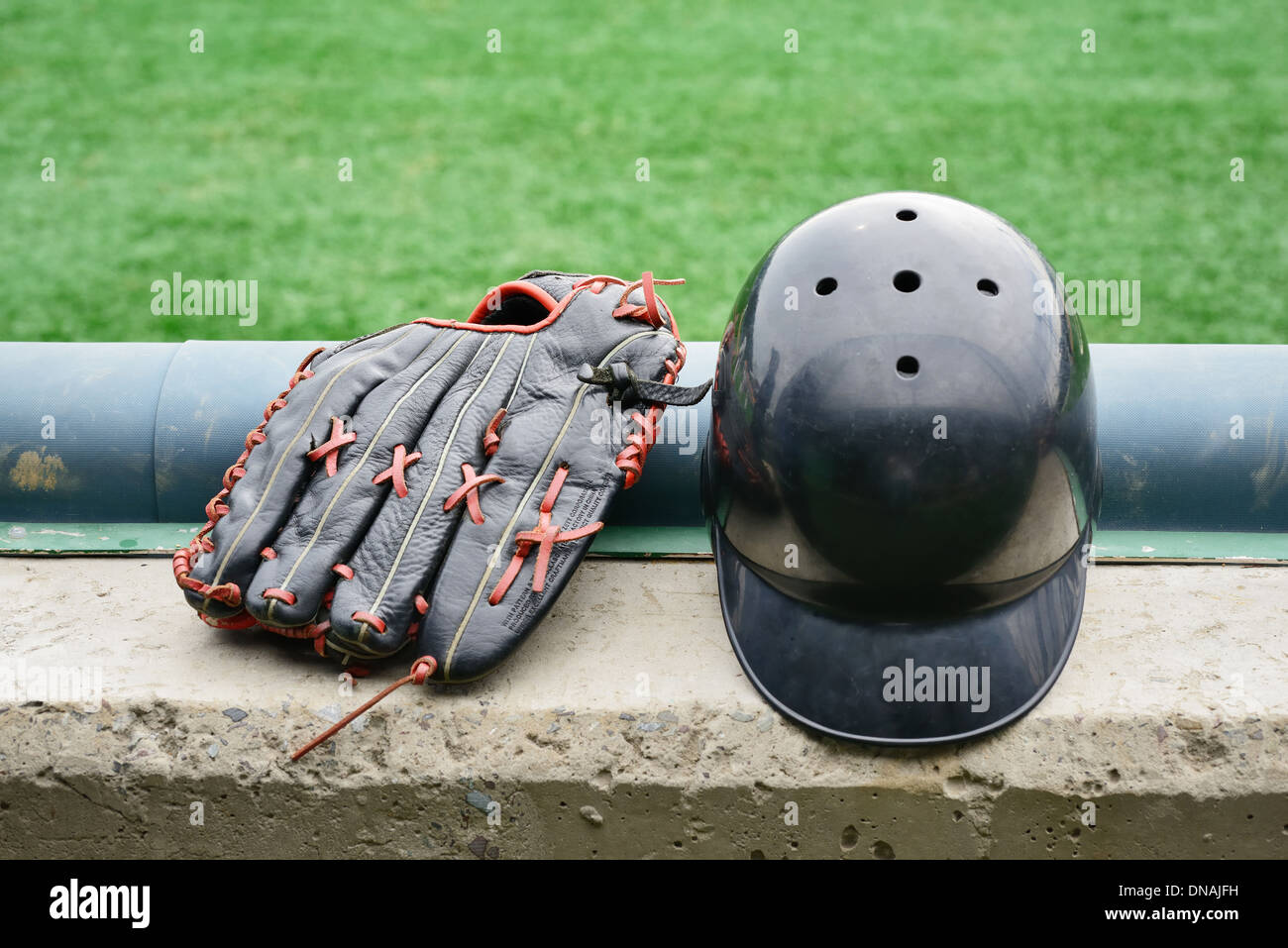 Baseball gloves and Helmet Stock Photo Alamy