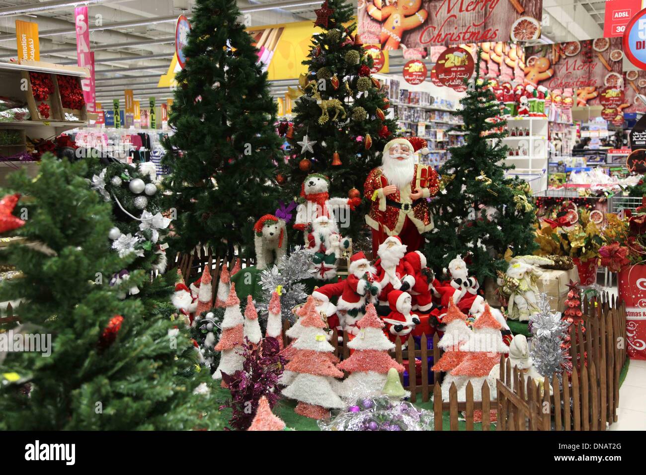 Beirut, Lebanon. 21st Dec, 2013. Christmas decorations are seen at a supermarket. Credit:  Liu Shun/Xinhua/Alamy Live News Stock Photo