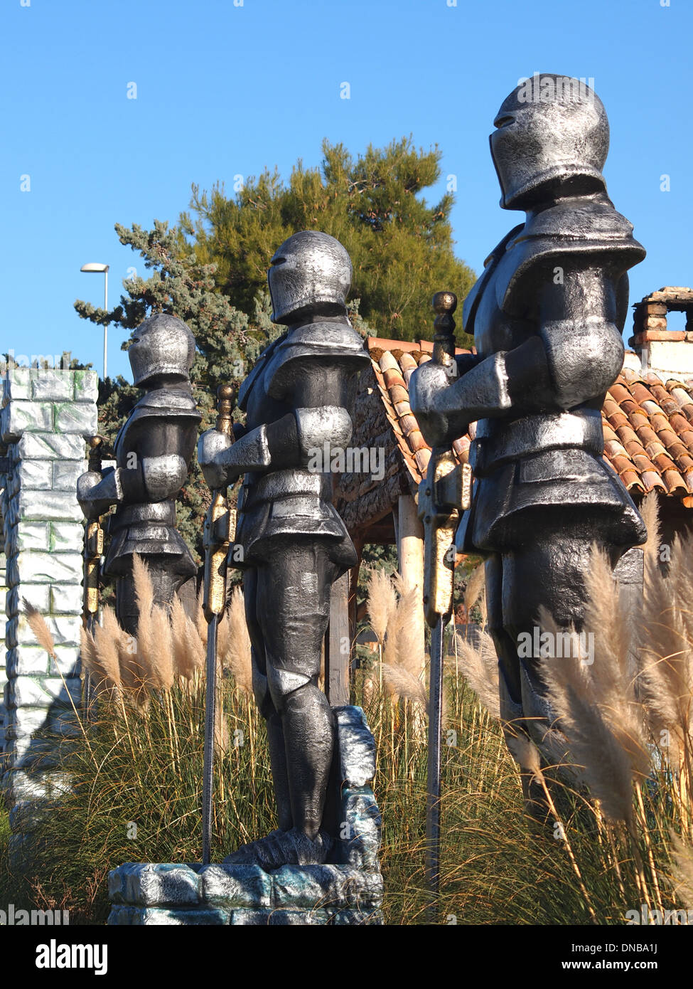 statue of Knight Swordsman in Full Armour  Stock Photo