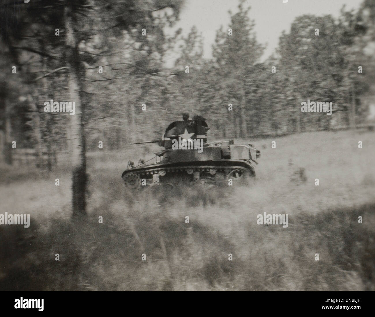 Tank Training and Target Practice, WWII, HQ 2nd Battalion, 389th Infantry, US Army military base, Indiana, USA, 1942 Stock Photo