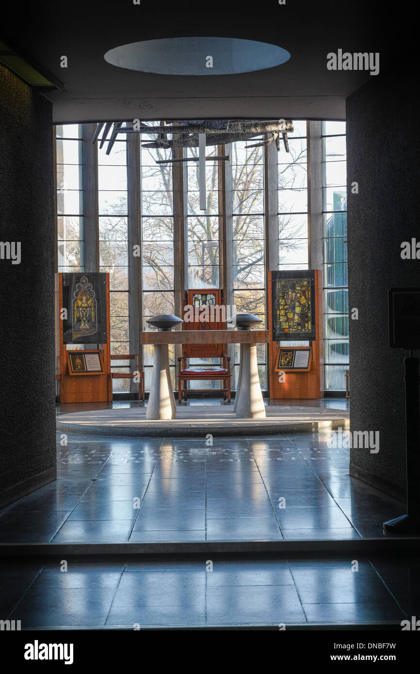Chapel of Christ the servant at the post world war II cathedral at Coventry, England. Stock Photo