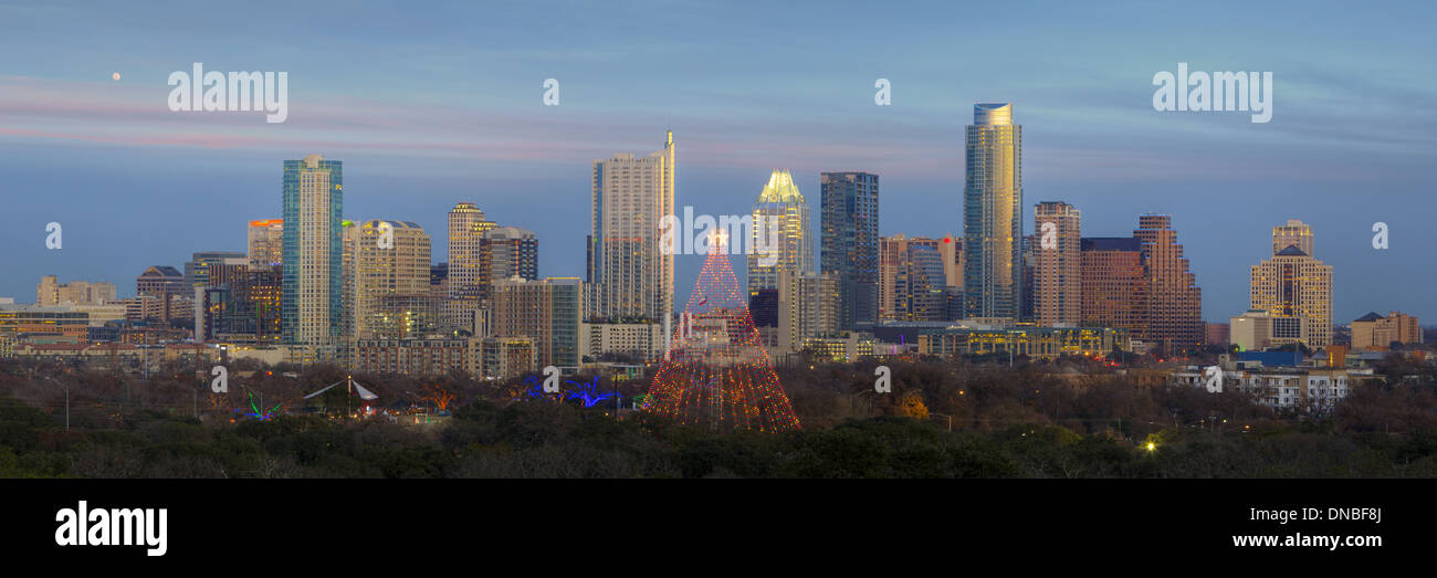 The Zilker Park Christmas tree and the annual Trail of Lights shine in