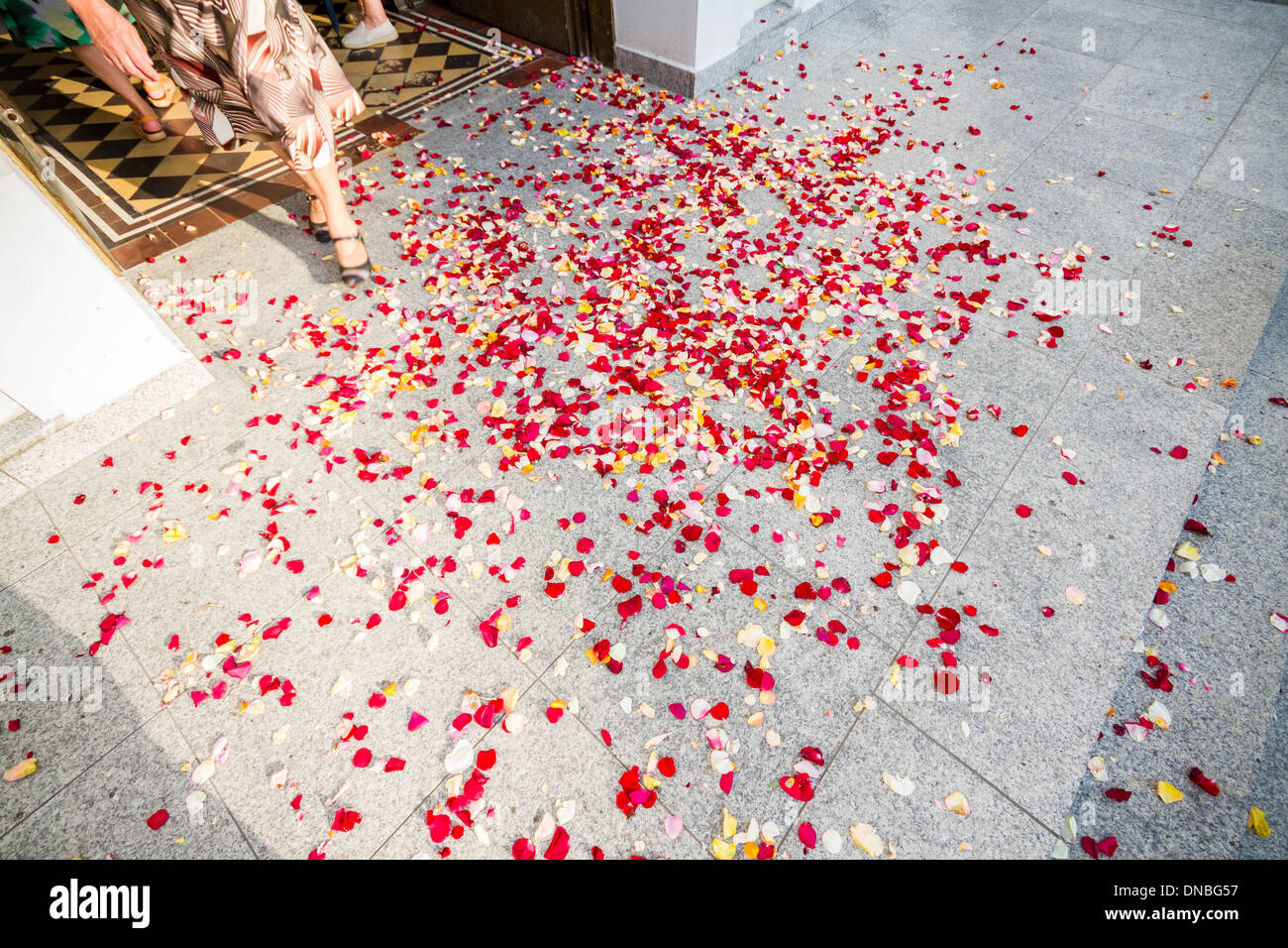 Wedding day church confetti Stock Photo Alamy
