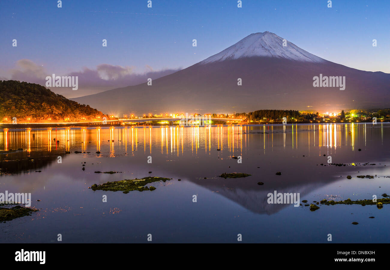 Mt. Fuji at dusk. Stock Photo