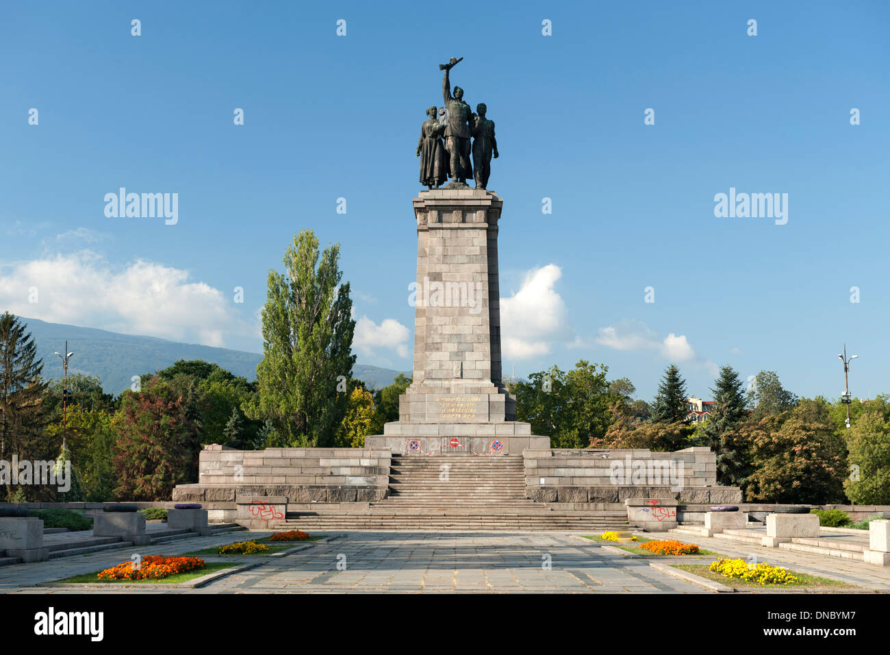 Monument to the Soviet Army in the central park in Sofia, the capital of Bulgaria. Stock Photo