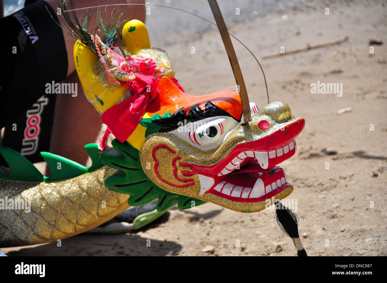Chinese Dragon Boat Races Dragon Head - Lake Albert New South Wales Australia Stock Photo
