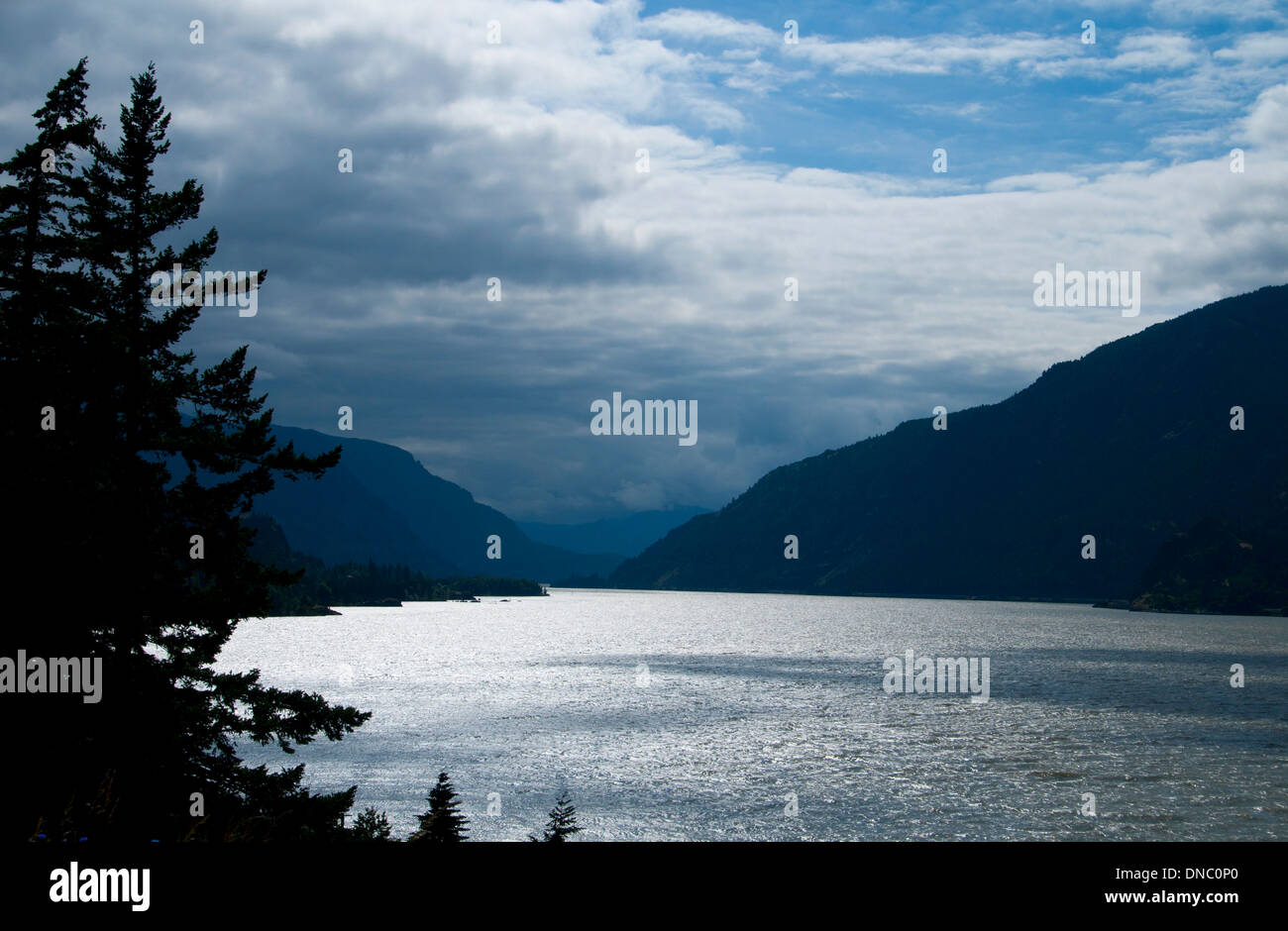 Mitchell Point view, Vinzenz Lausmann Memorial State Park, Columbia River Gorge National Scenic Area, Oregon Stock Photo