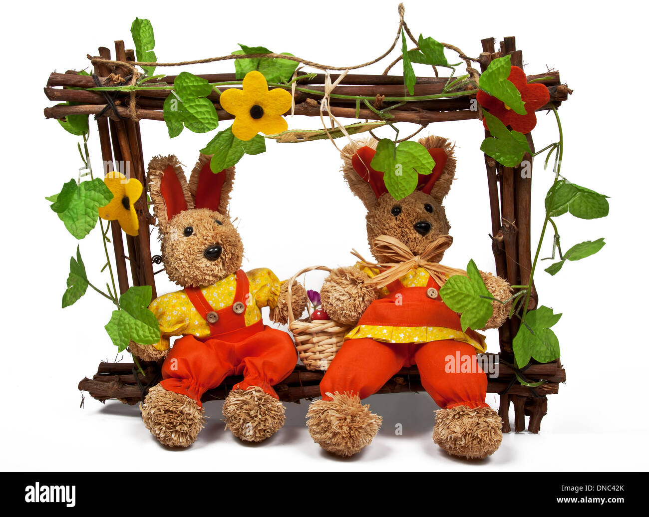 two lovely easter bunnies have more fun Stock Photo