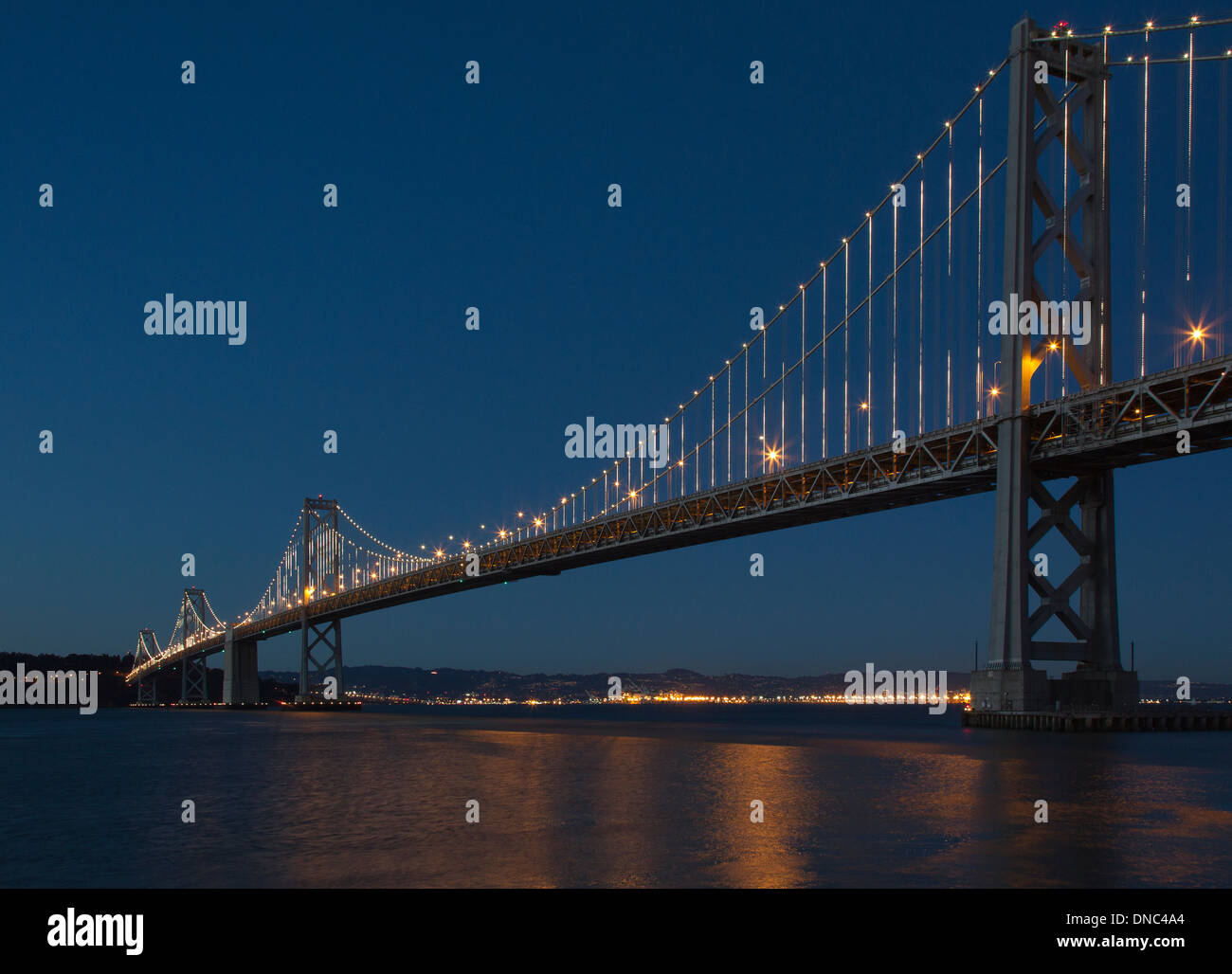 Oakland Bay Bridge Lights Stock Photo