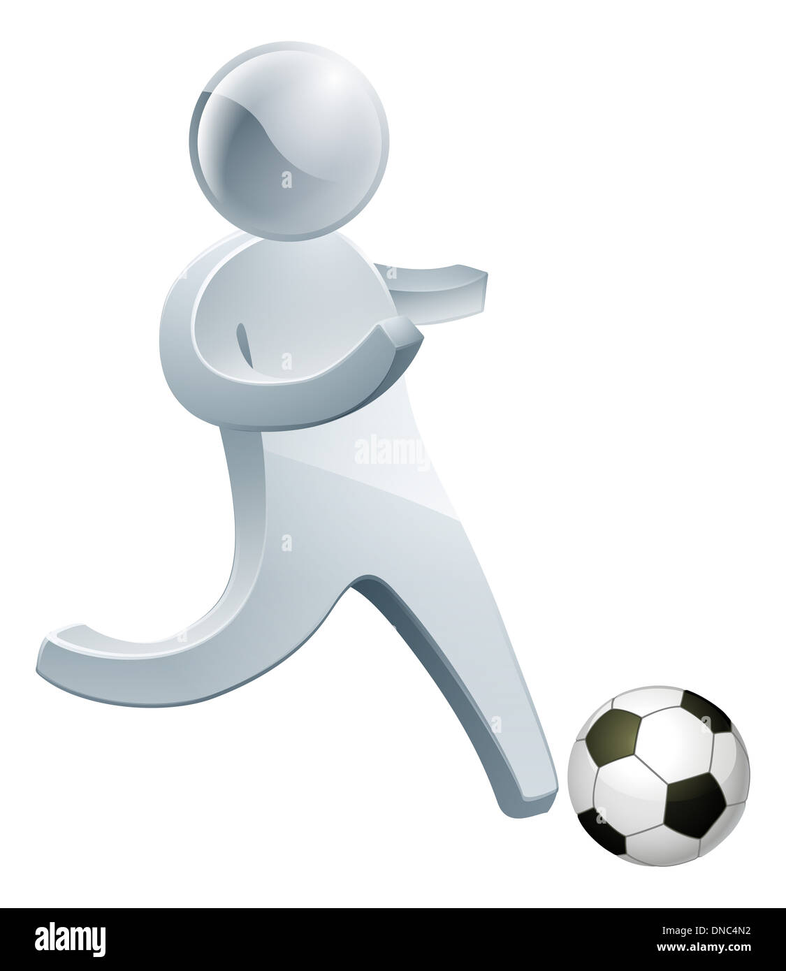 Football soccer silver man running with the football ball Stock Photo