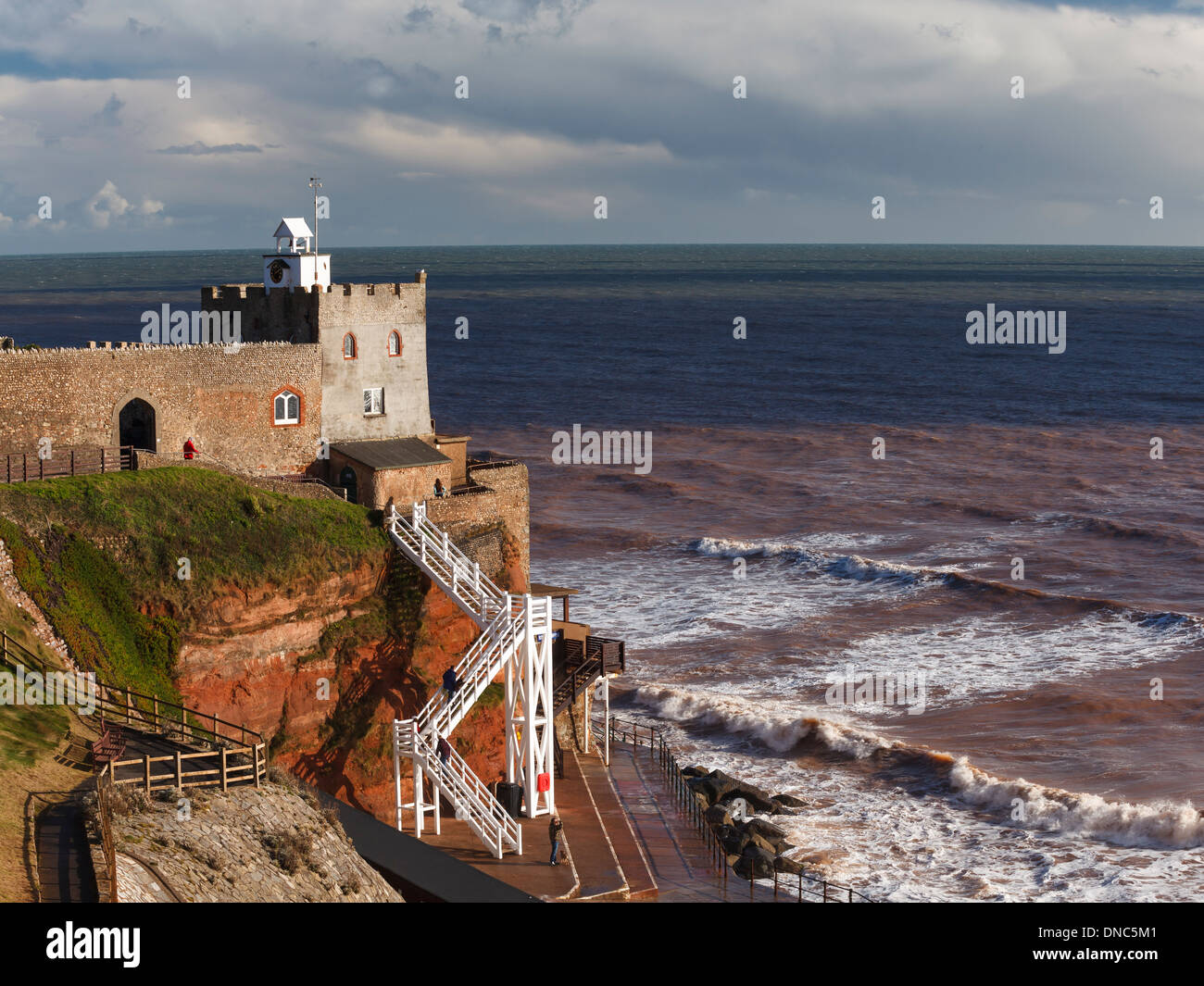 Jacob’s Ladder steps down to the beach at Sidmouth Devon England UK Stock Photo