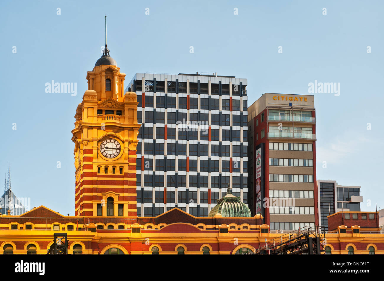 Melbourne's historic and modern buildings. Stock Photo
