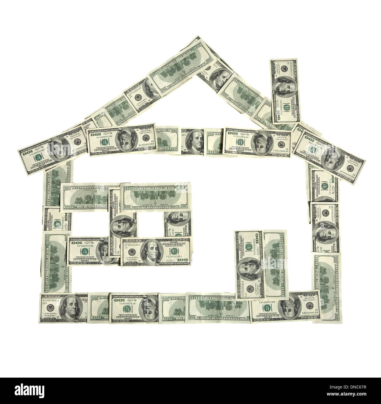 House shape made of money Stock Photo