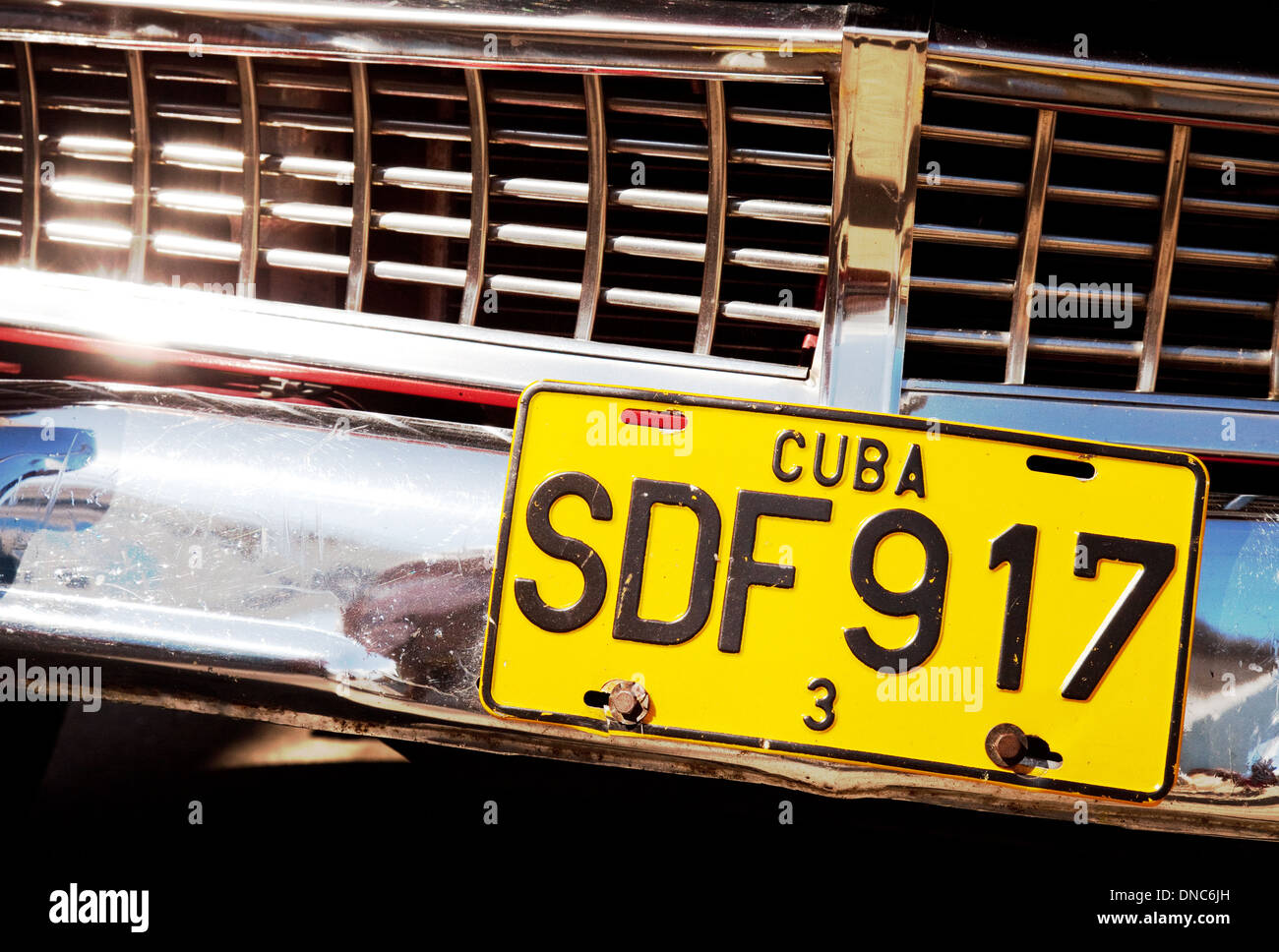 Cuba car number plate close up, Cuba caribbean Latin America Stock Photo