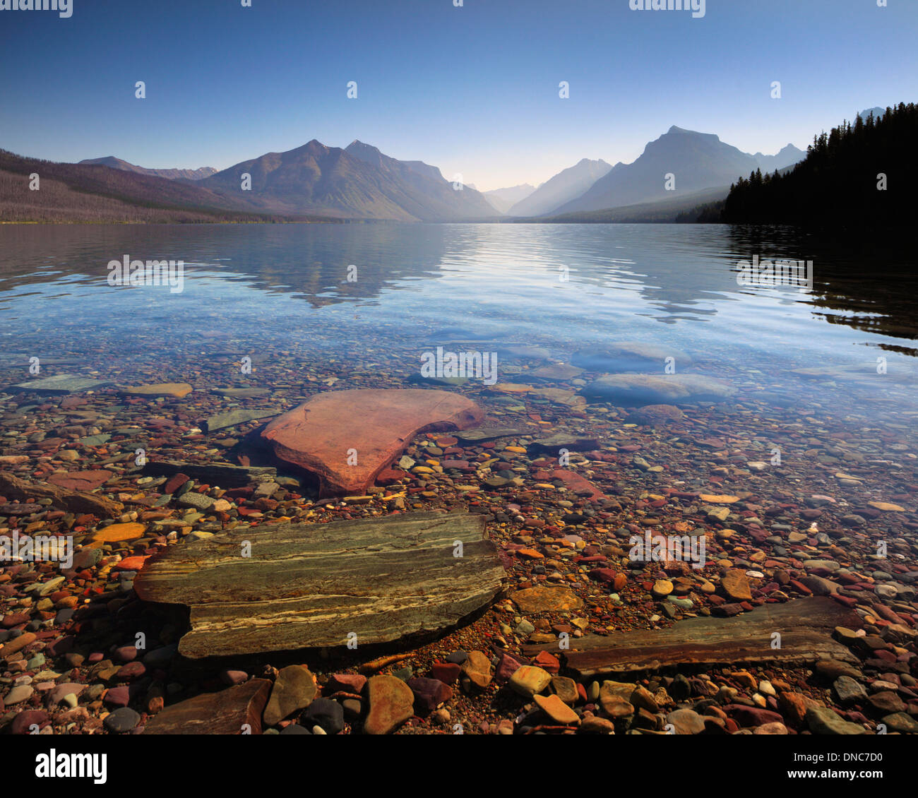 Crystal clear waters of Lake McDonald in Glacier National Park, Montana  Stock Photo - Alamy