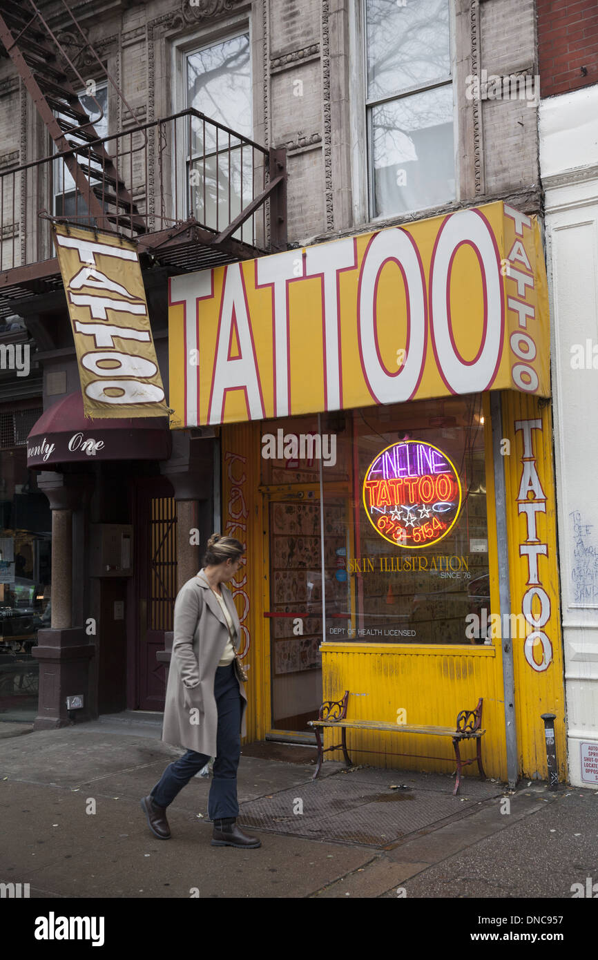 Tattoo Parlor, East Village, New York City. Stock Photo