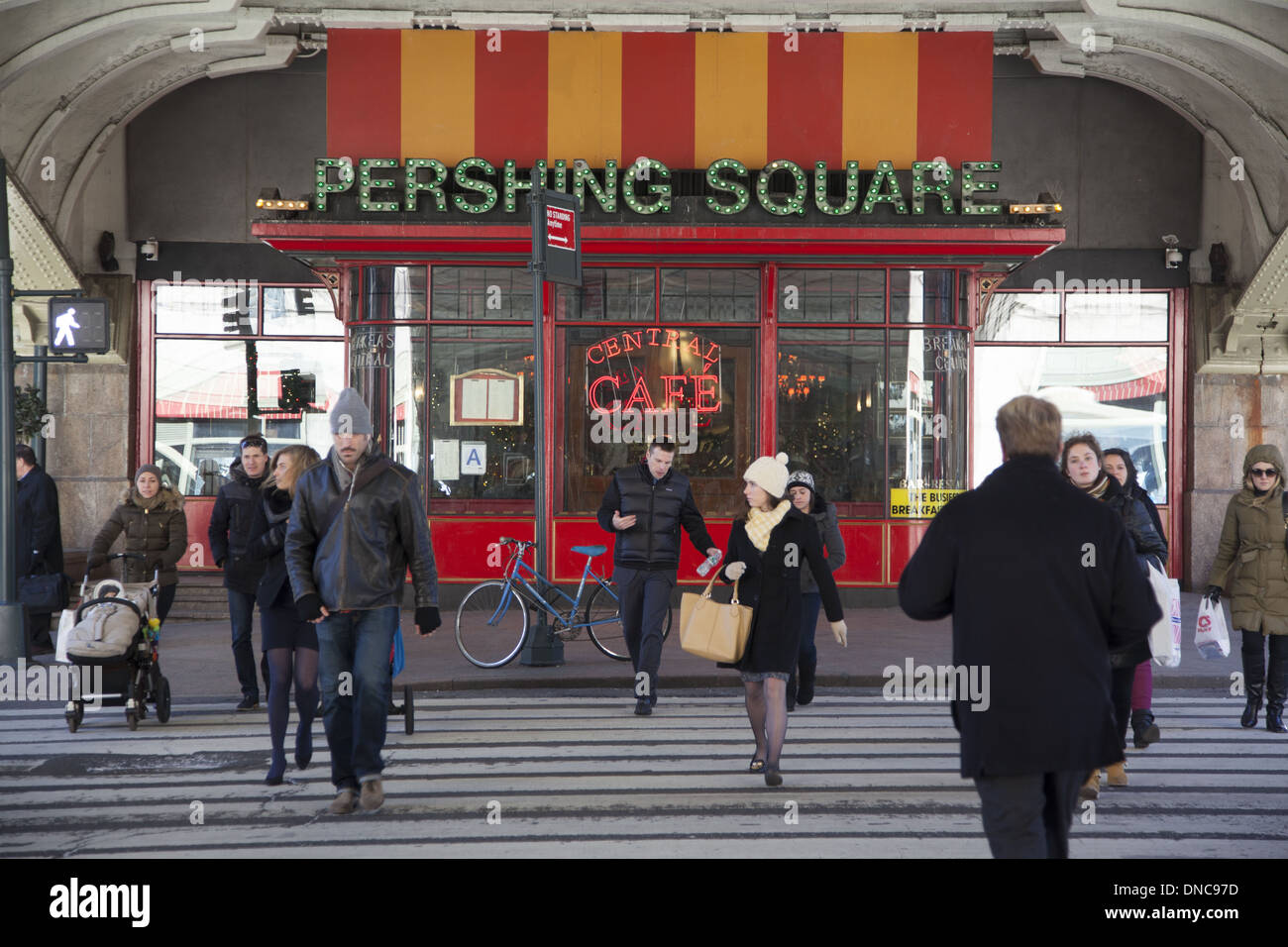 Looking across 42nd St at Pershing Square from Grand Central Station, New York City. Stock Photo