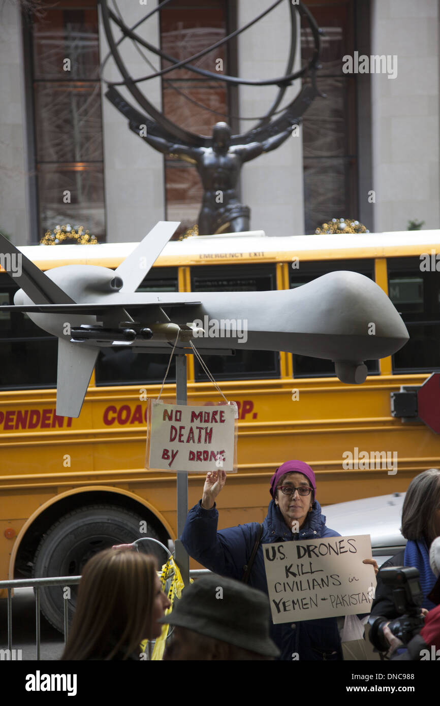 Activists speak out against the US military drone program in foreign countries killing many civilians. Stock Photo
