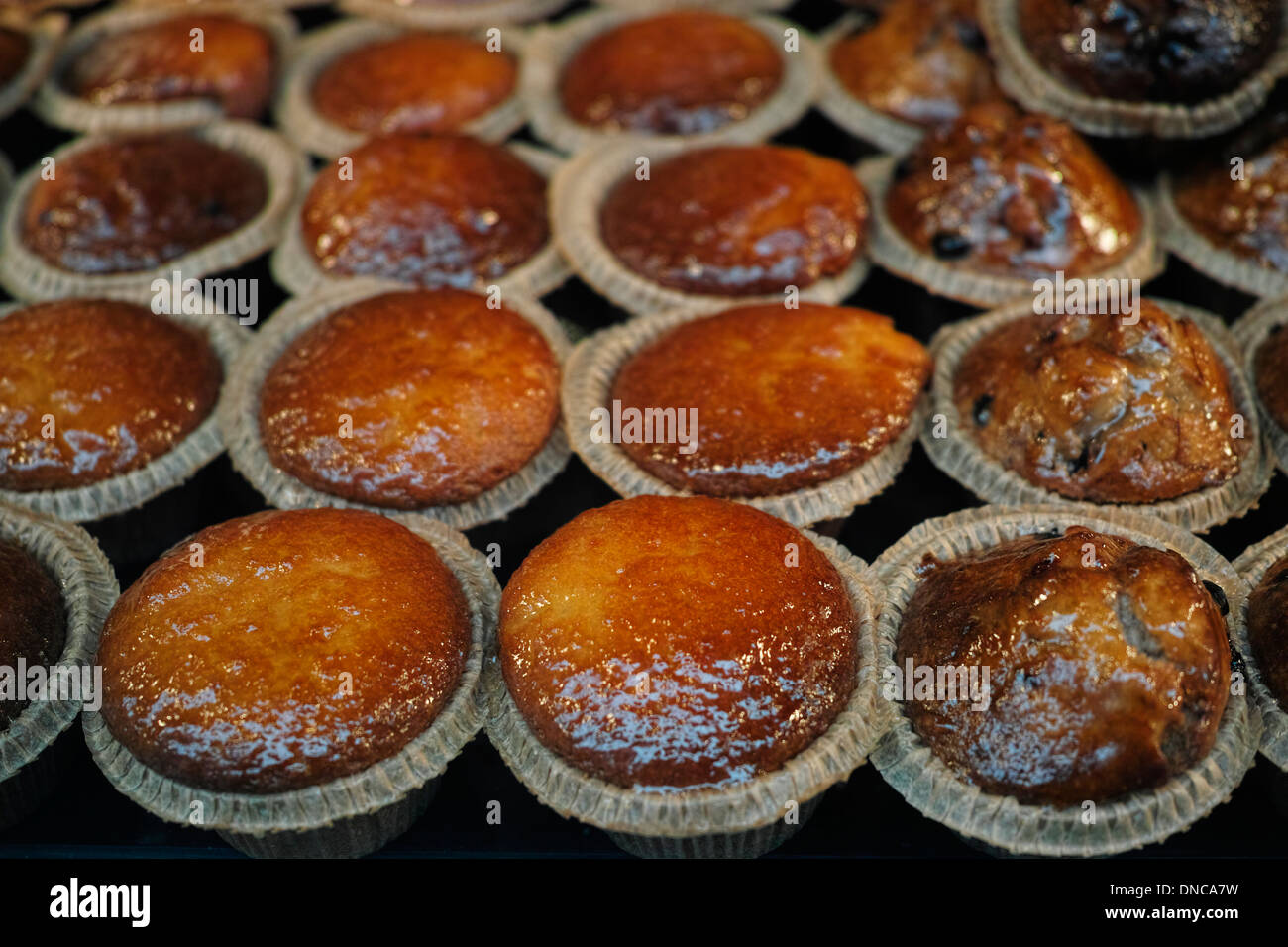 Cakes in a tearoom window in Rouen, Normandy, France Stock Photo