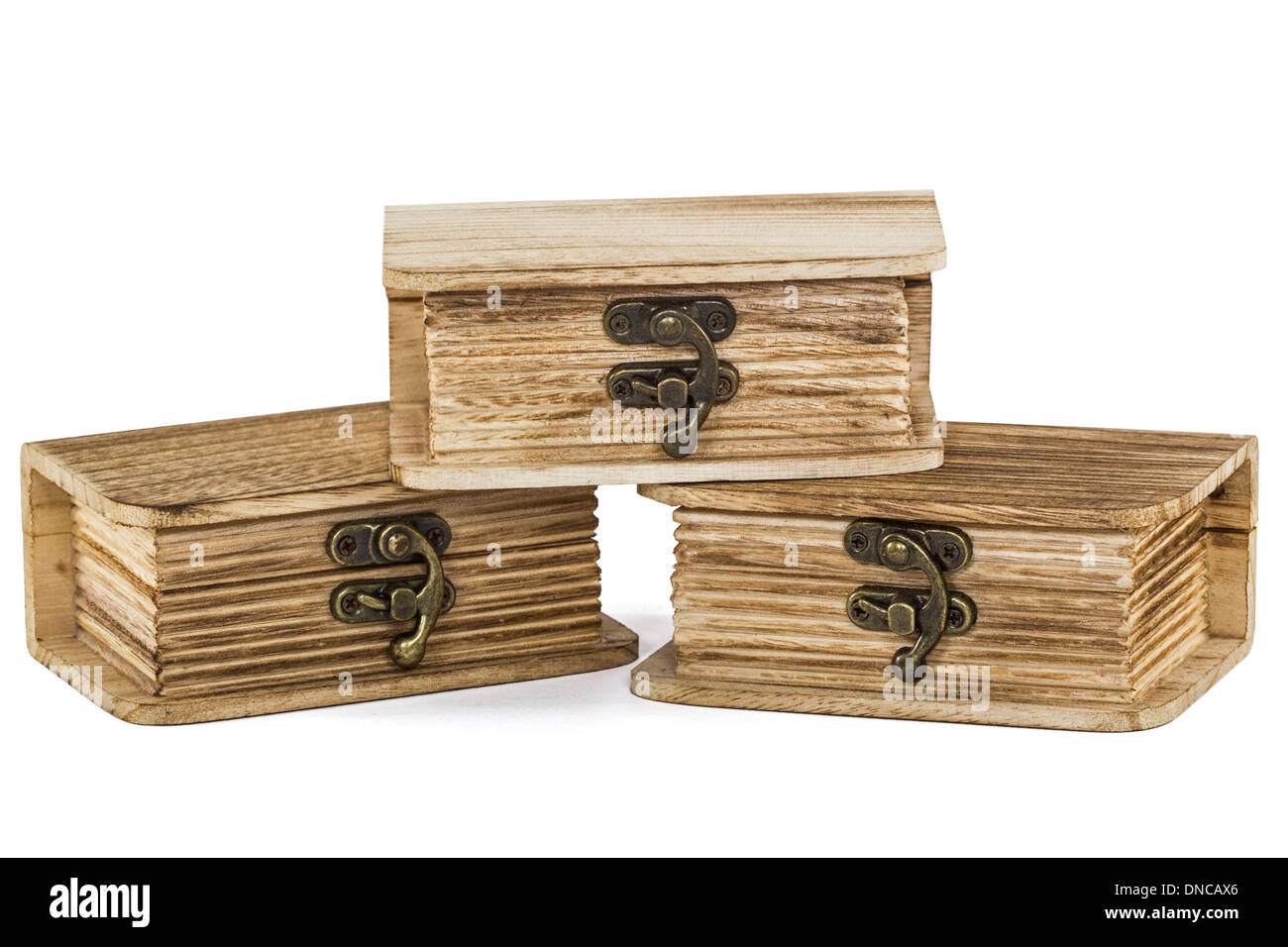 Locked wooden chests, isolated on white background Stock Photo - Alamy