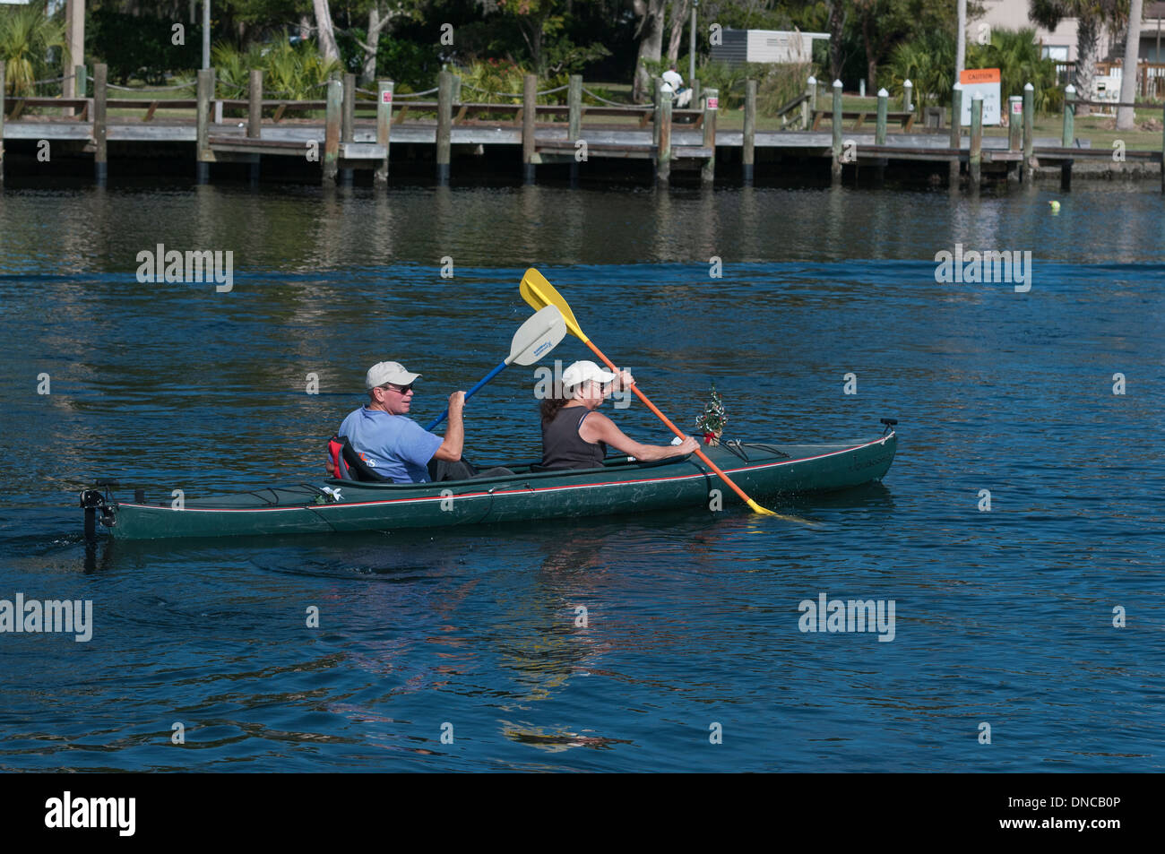 A couple Kayaking the Homosassa Springs River in Homosassa Springs, Florida. Stock Photo