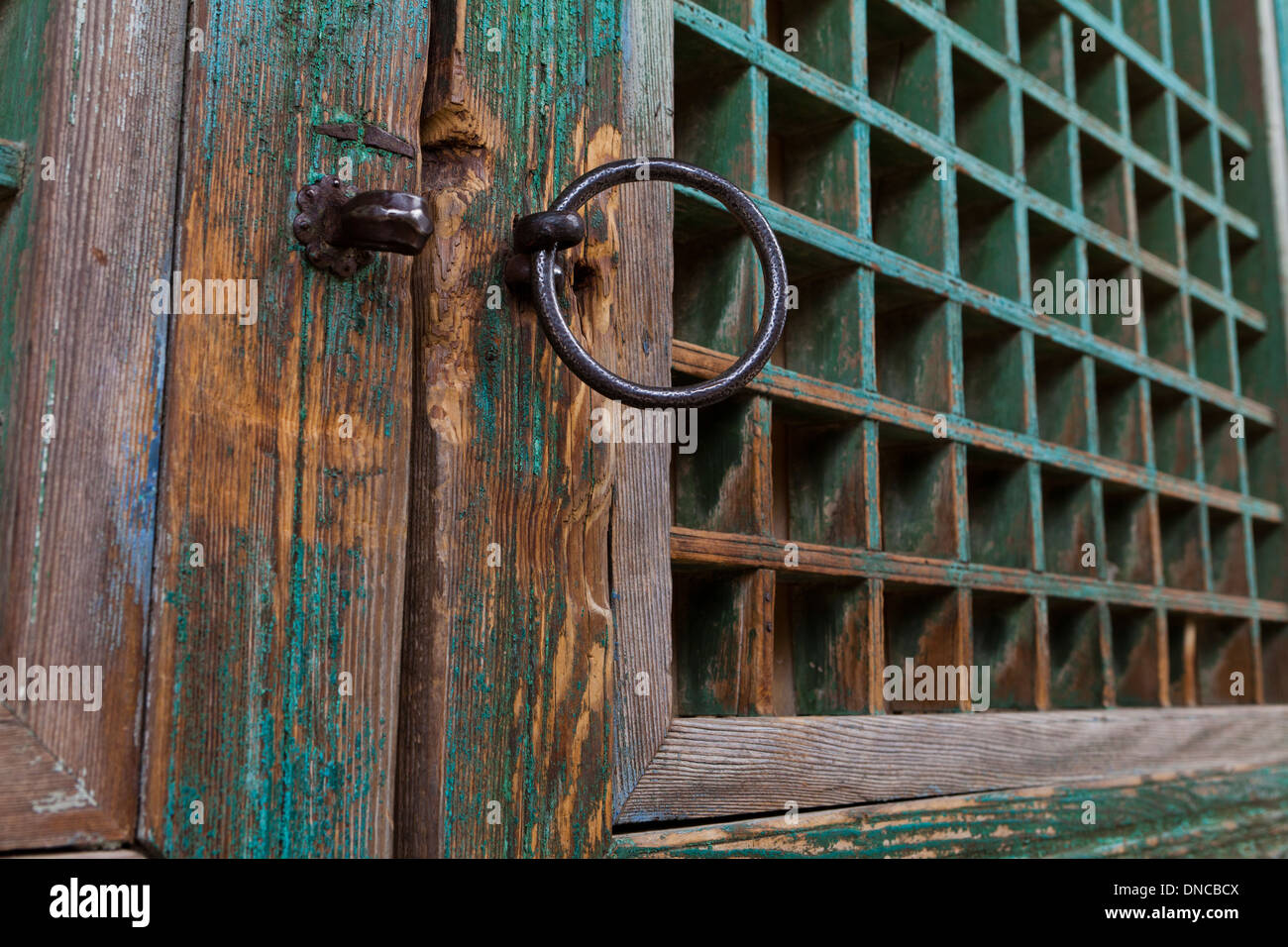 Buddhist temple doors - Gyeongju, South Korea Stock Photo