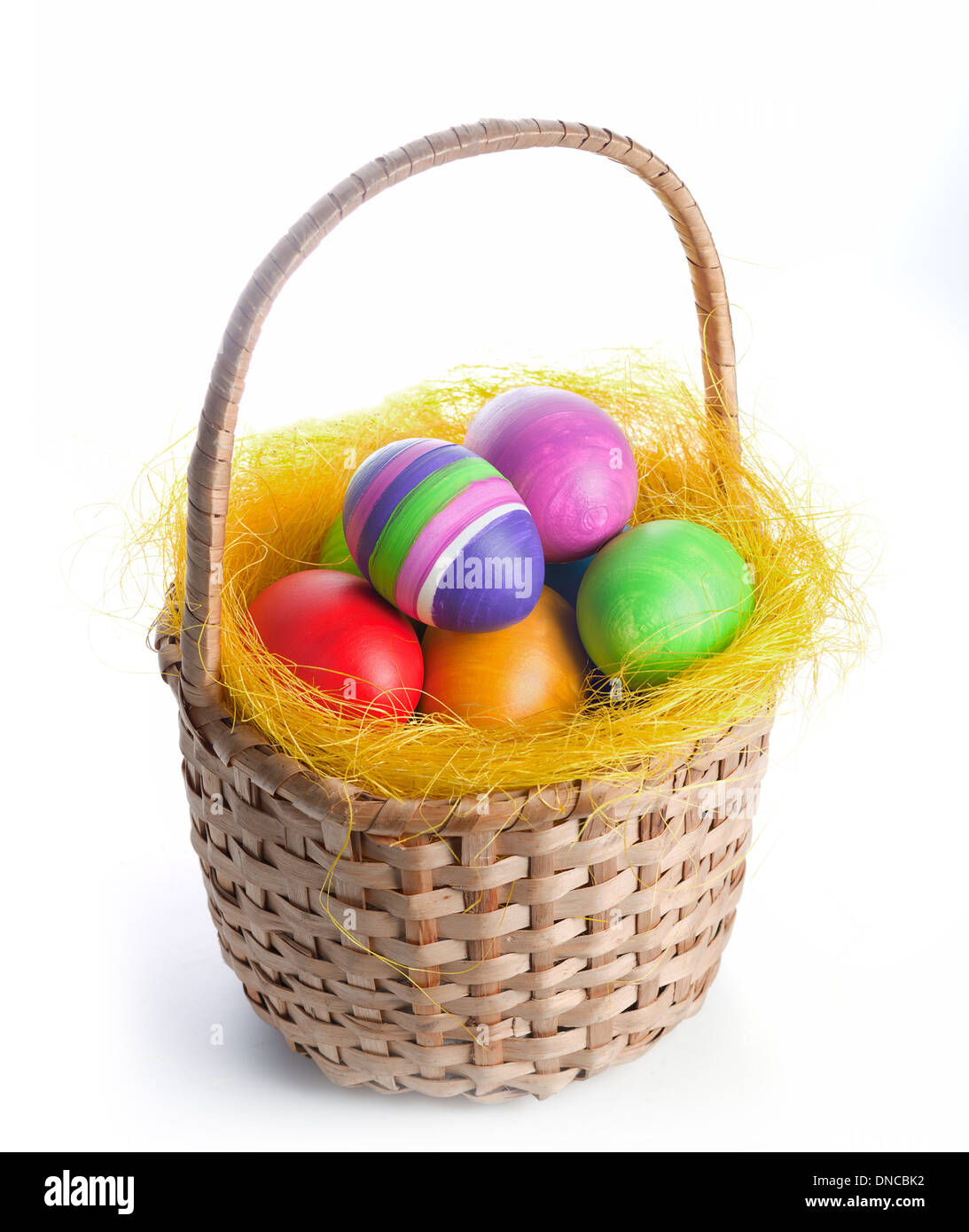 Easter eggs in a basket Stock Photo Alamy