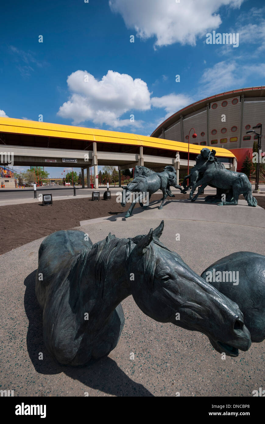 'By the Banks of the Bow' is an ambitious sculptural installation on the Calgary Stampede grounds in Calgary Alberta Canada Stock Photo