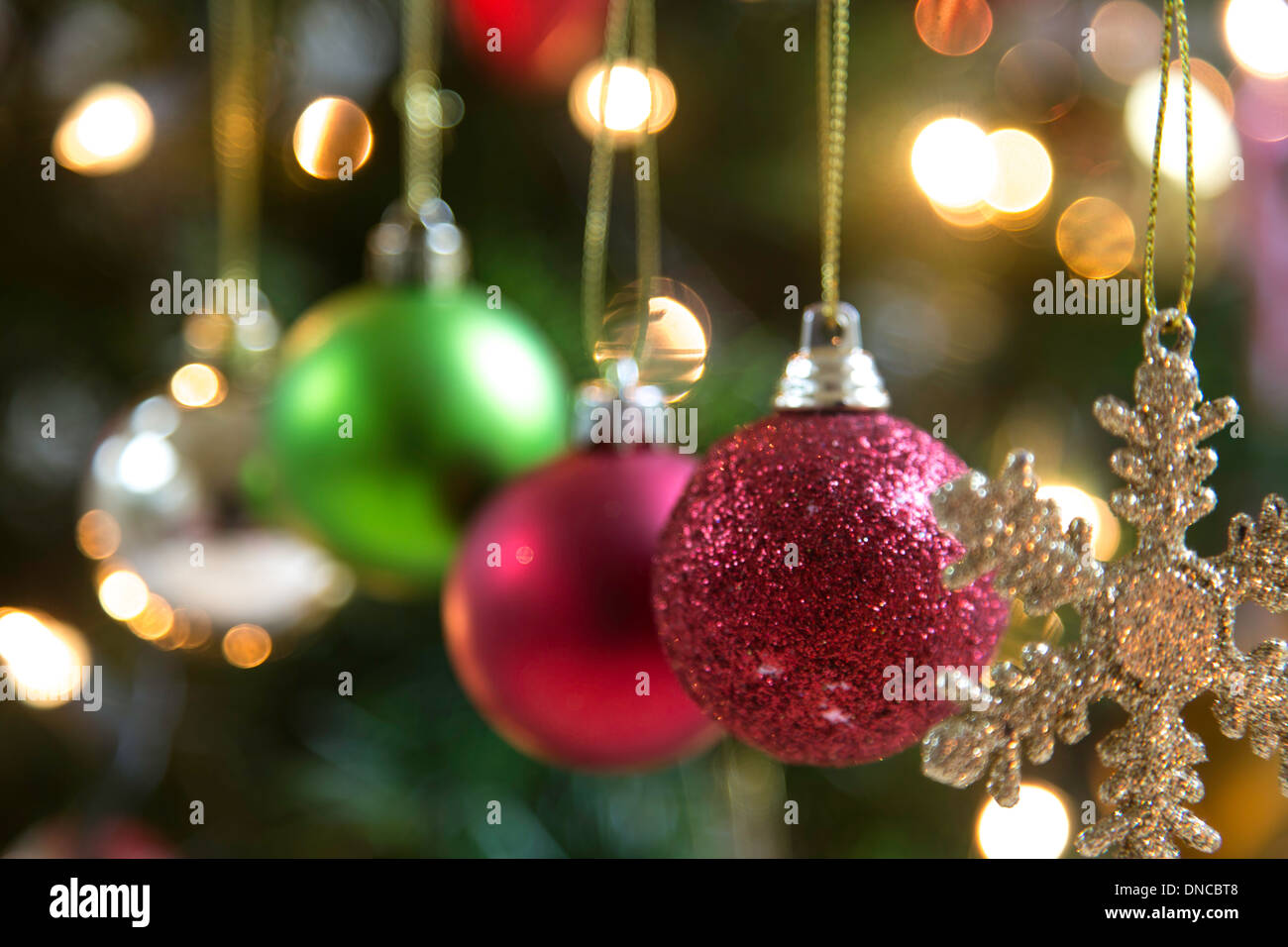 Christmas tree decorations, England, UK Stock Photo - Alamy