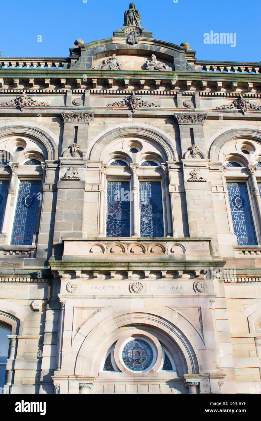Detail view of the old Victorian town hall, built in 1868, in Gateshead, north east England UK Stock Photo
