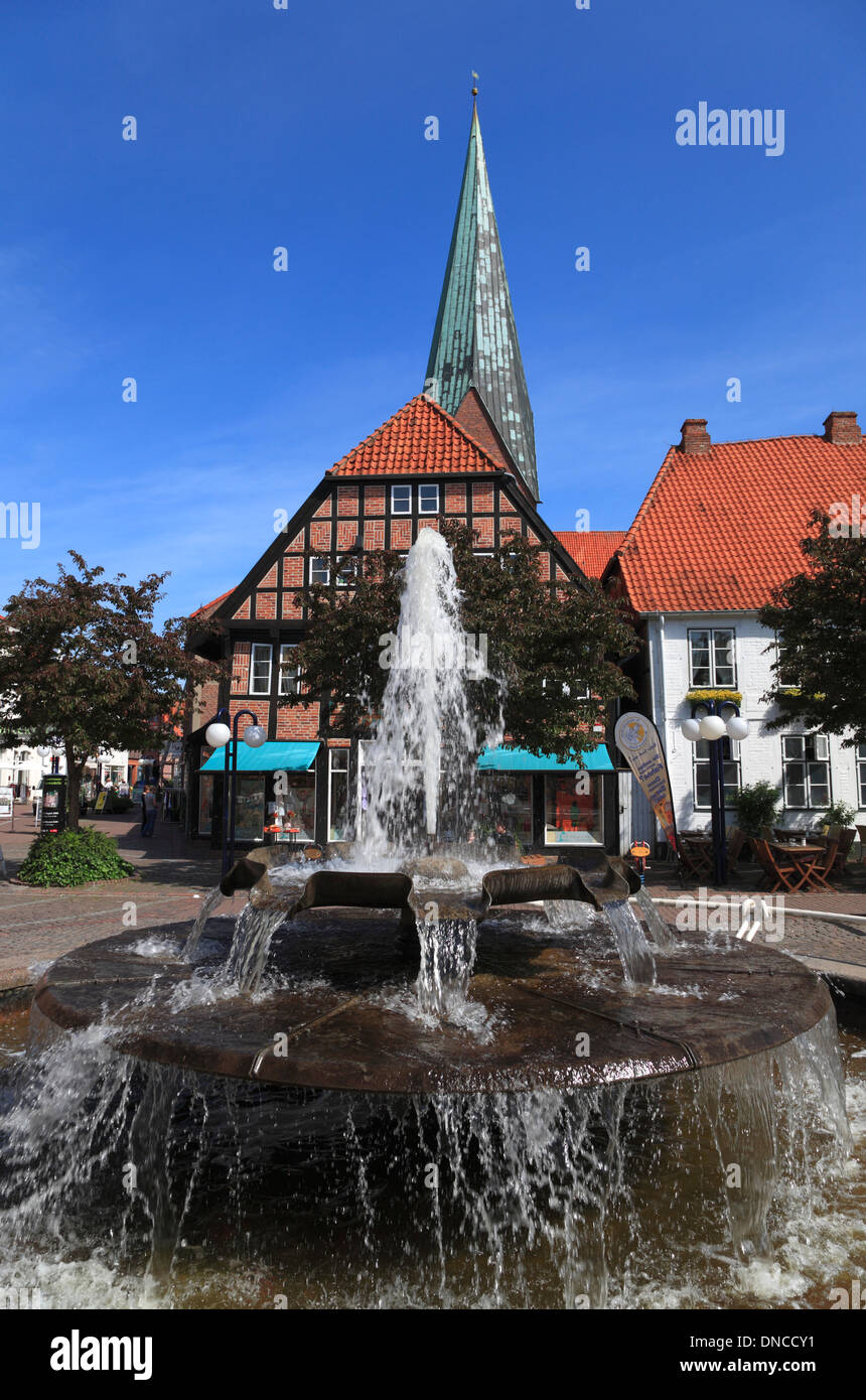 Eutin, fountain at market square, Holsteinische Schweiz, Schleswig-Holstein, Germany, Europe Stock Photo