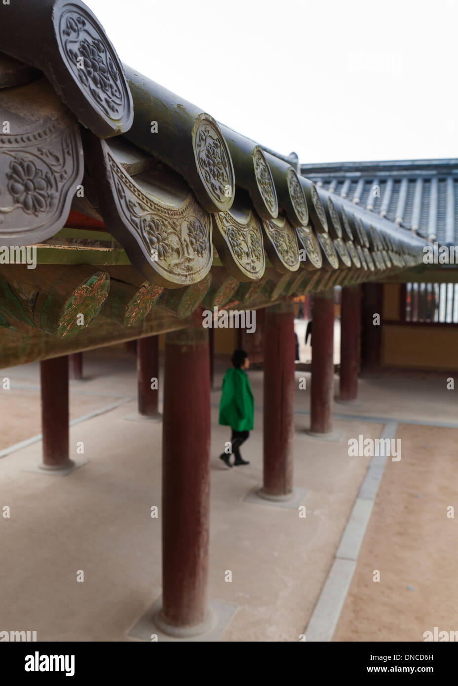 Giwa (fired clay roof tiles) used on  traditional Hanok architecture - South Korea Stock Photo