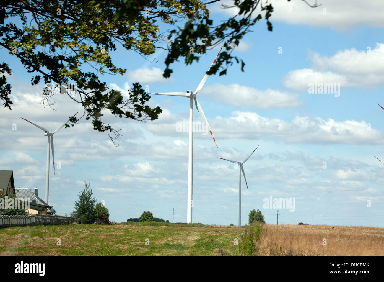 Polish windmills generating electricity in Poland. Rawa Mazowiecka