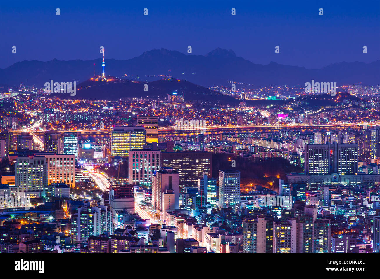 Seoul, South Korea city skyline nighttime skyline Stock Photo - Alamy