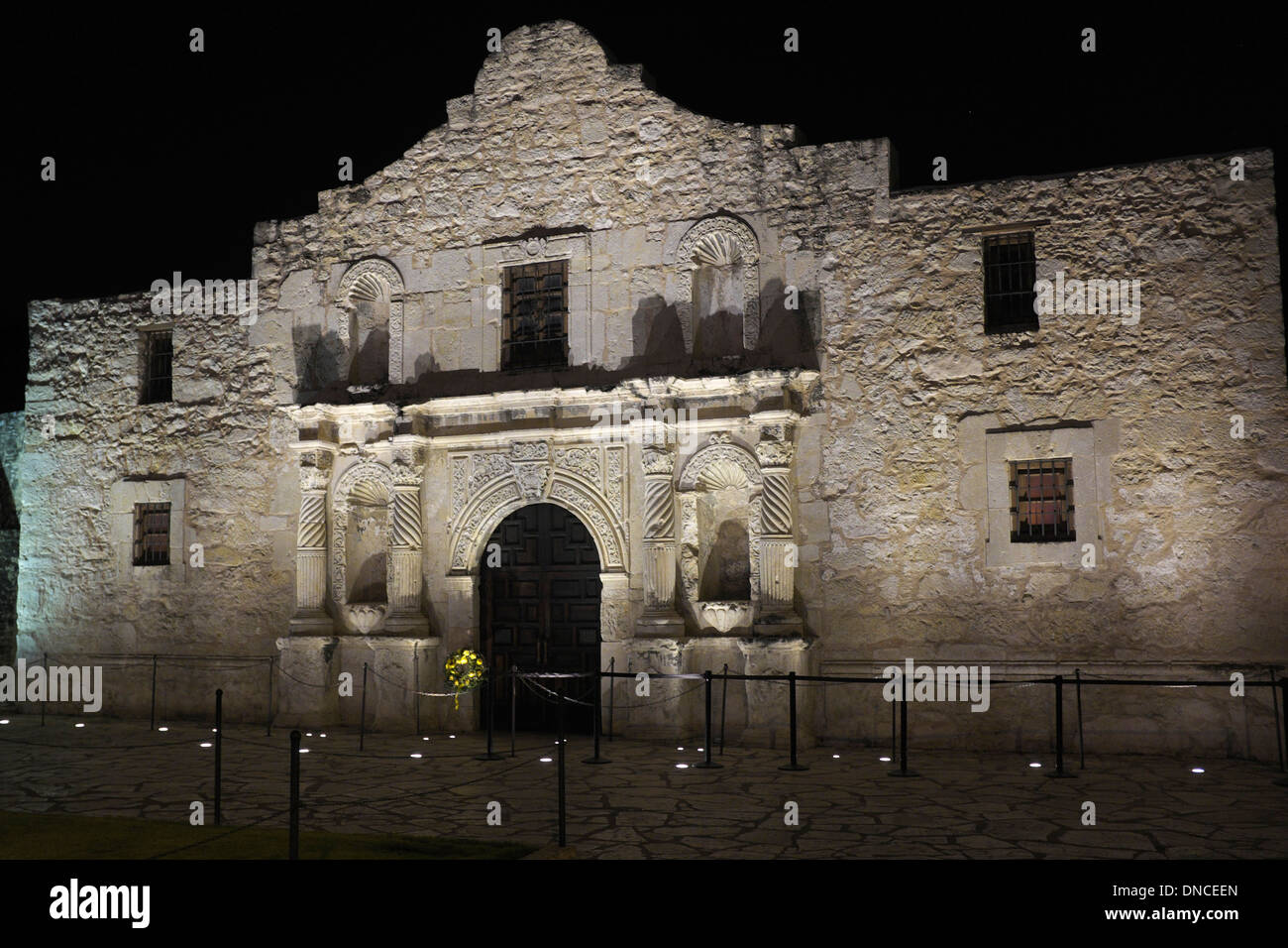 The Alamo at night, San Antonio, Texas Stock Photo